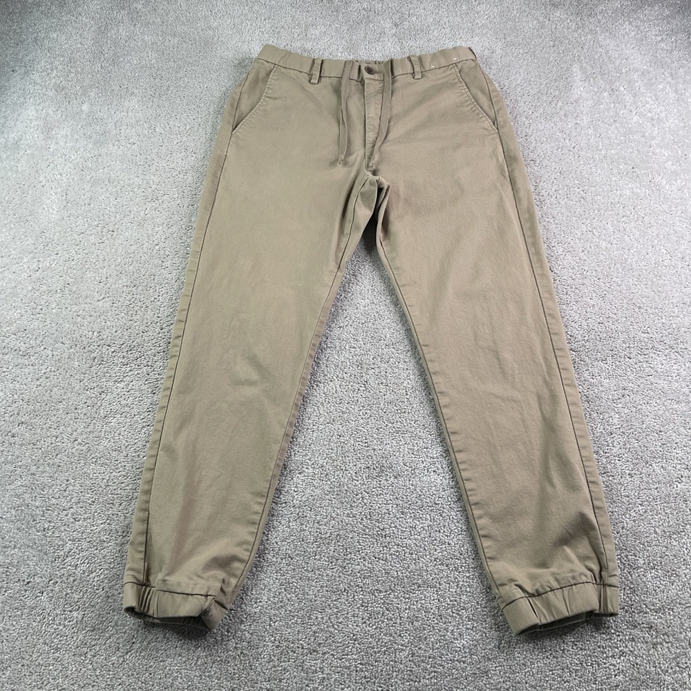 Uniqlo Pants Mens Medium Tan Khaki Chino Joggers Elastic Waist Drawstring Casual